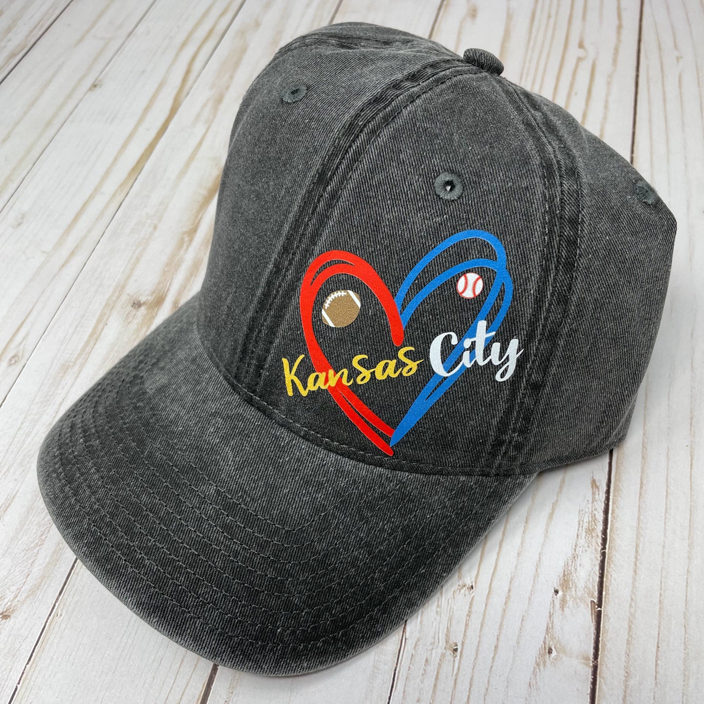 KC Football Baseball Split Heart Hat