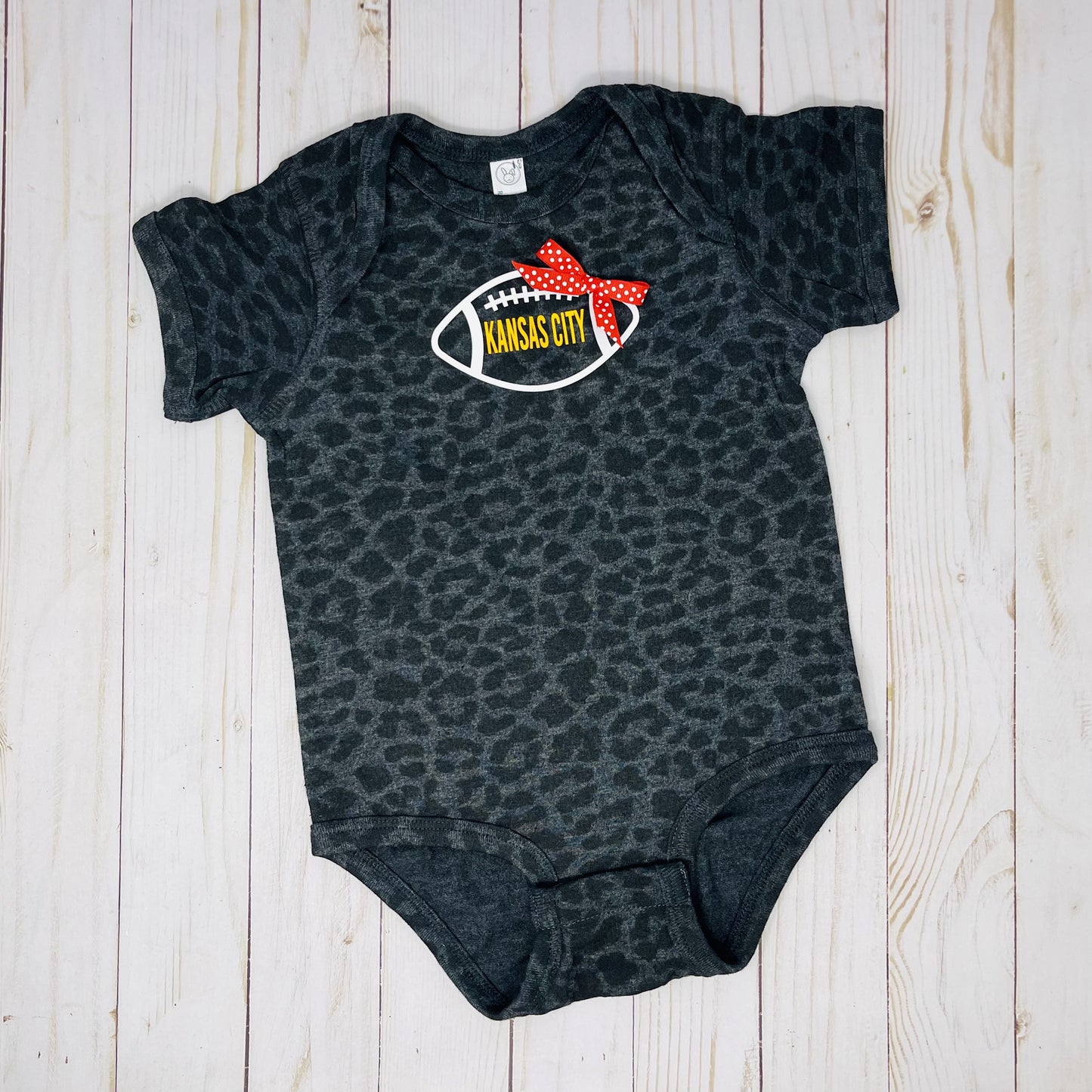 Leopard KC Football Onesie with Bow