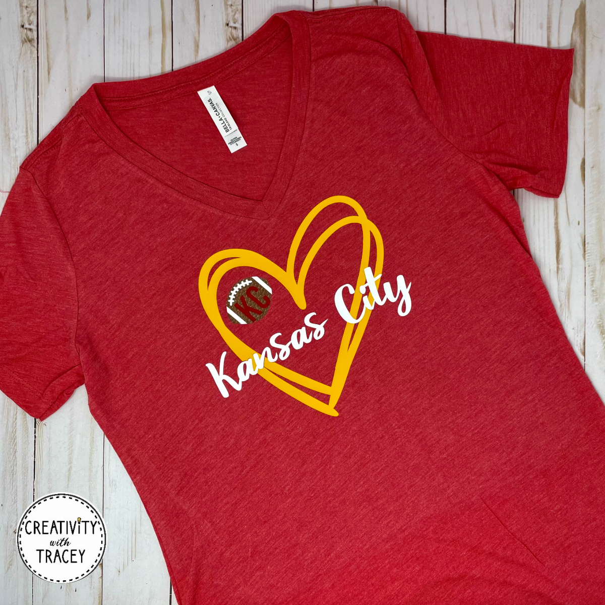 KC Football Heart V-Neck