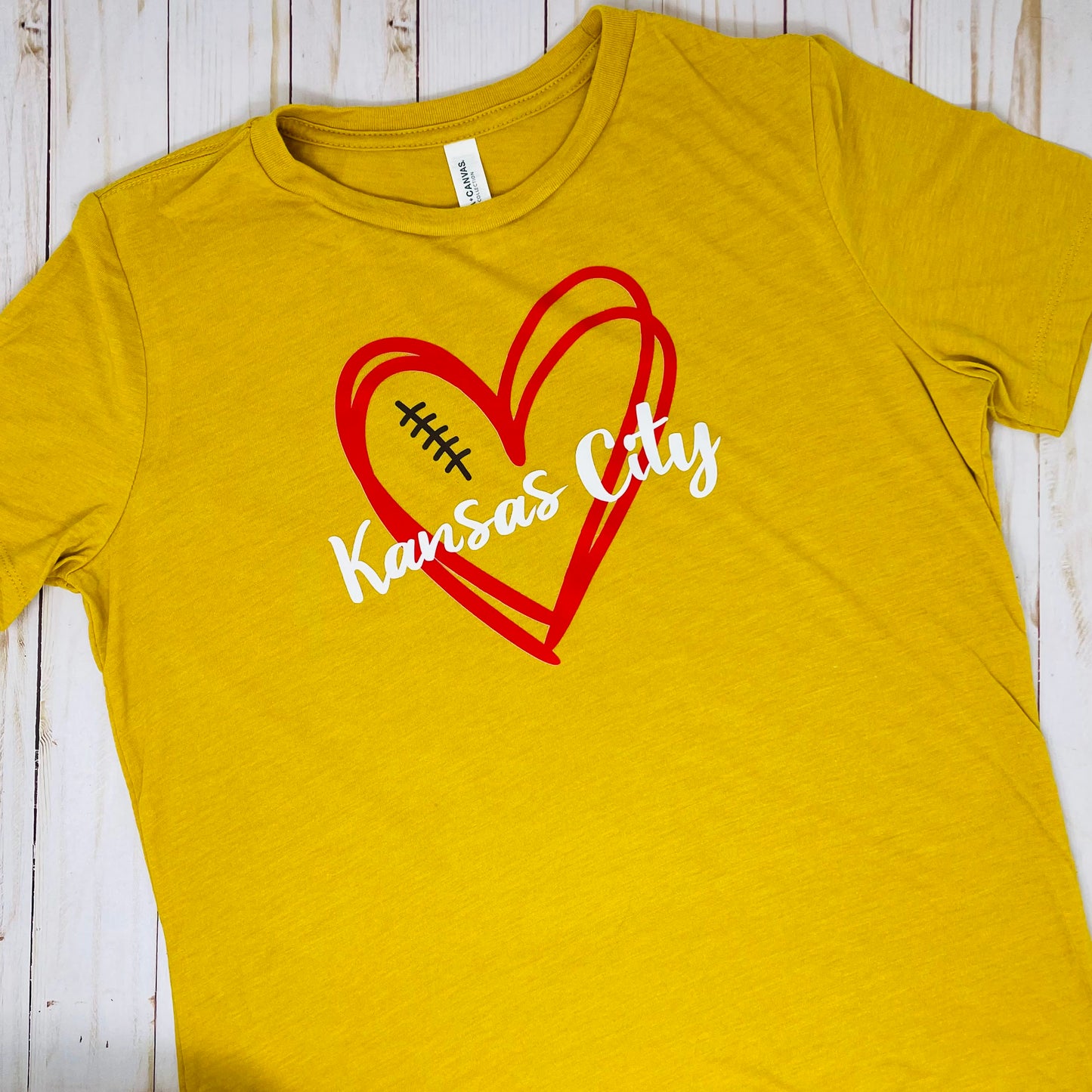 KC Football Heart - Kingdom Gold