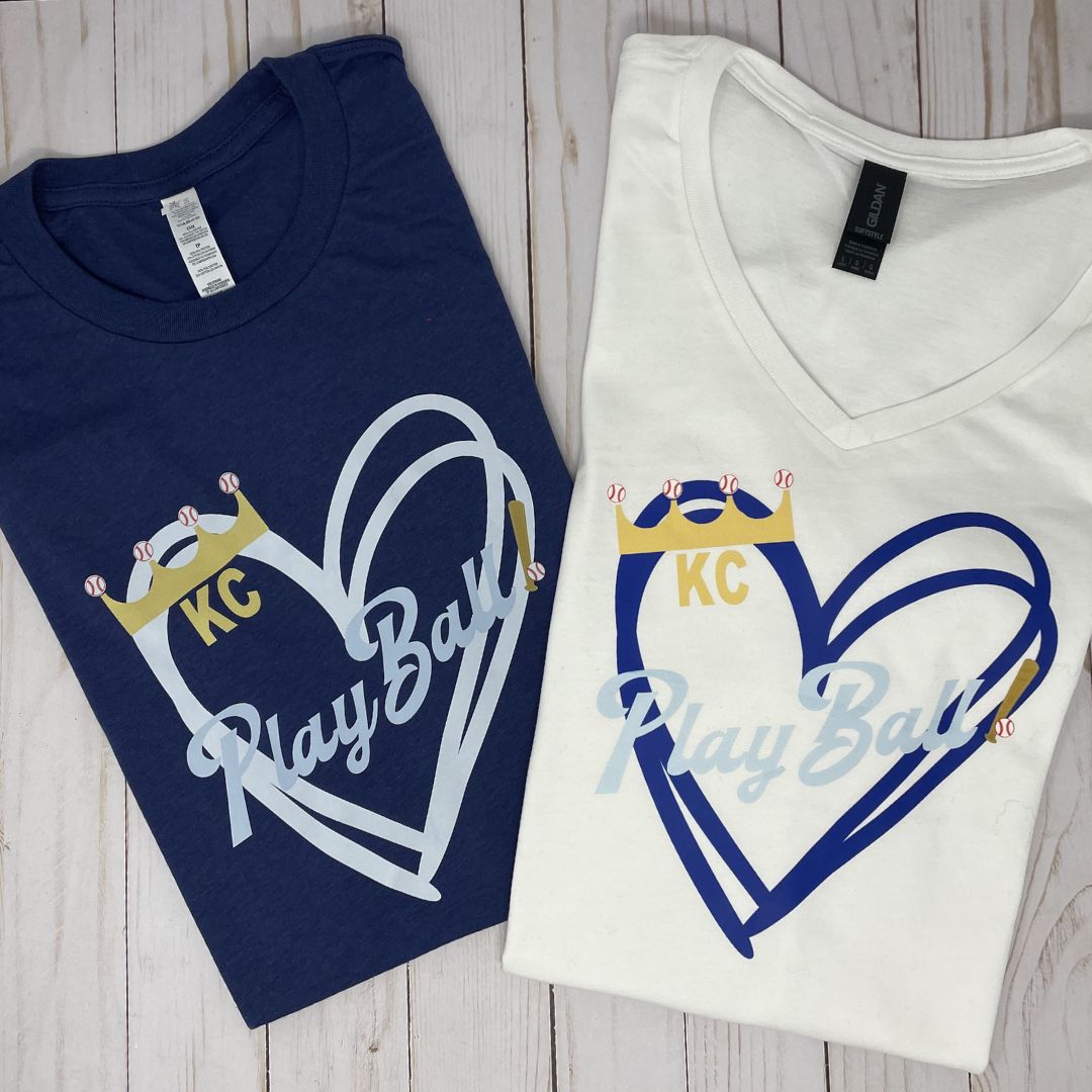 KC Play Ball Heart V-Neck