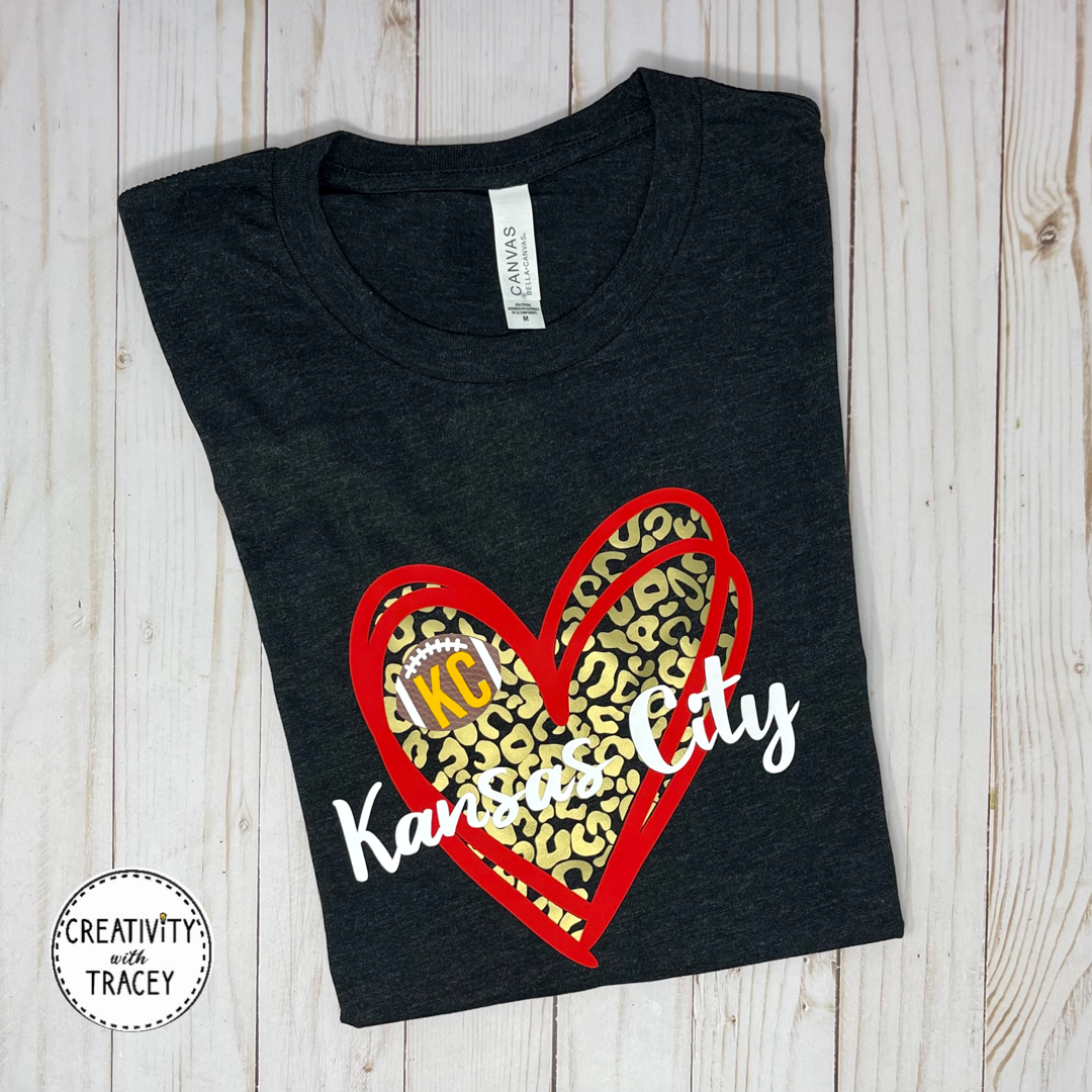 KC Gold Leopard Football Heart