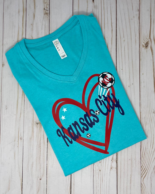 KCC Soccer Heart Women's V-Neck
