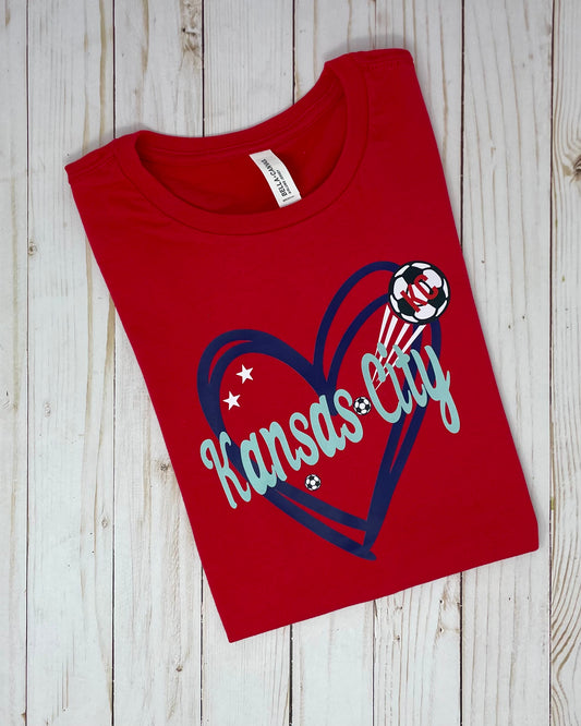 KCC Soccer Heart Women's Tee - Red
