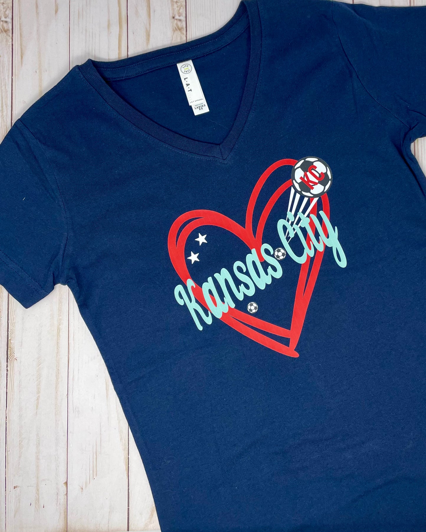 KCC Soccer Heart Women's V-Neck - Navy