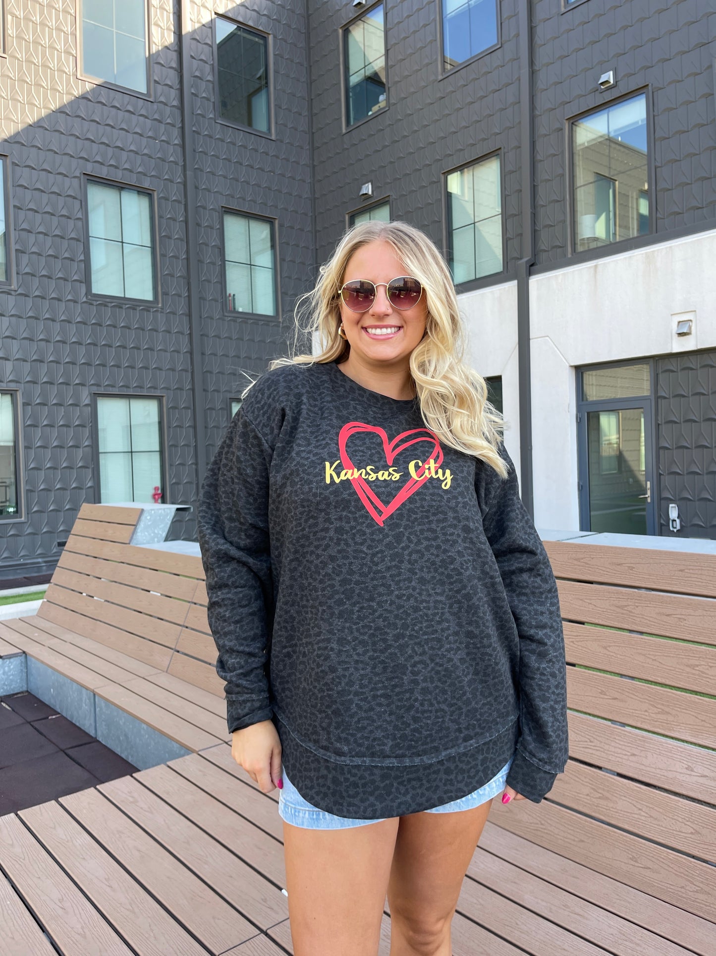 KC Love Sweatshirt - Black Leopard