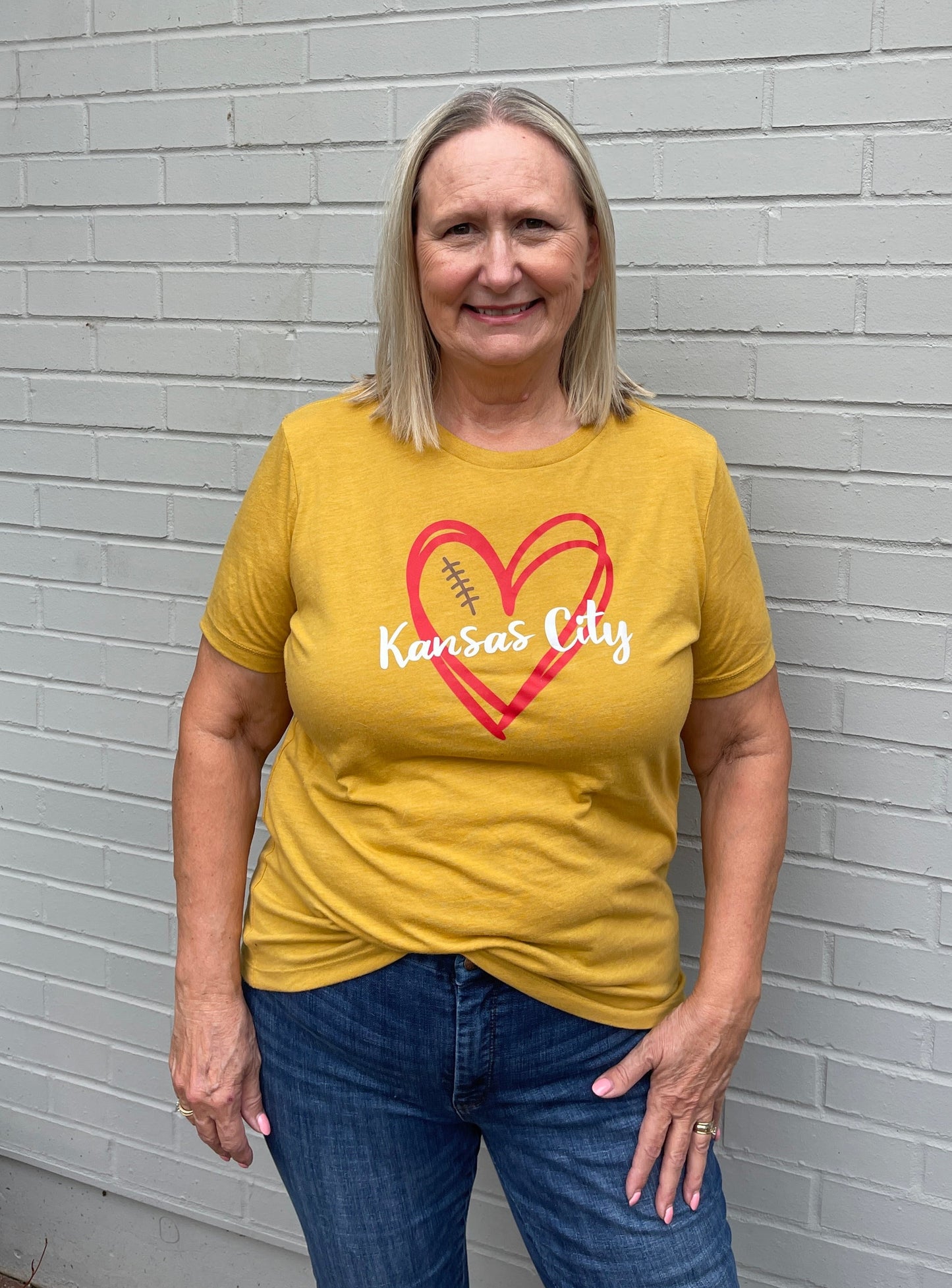 KC Football Heart - Kingdom Gold