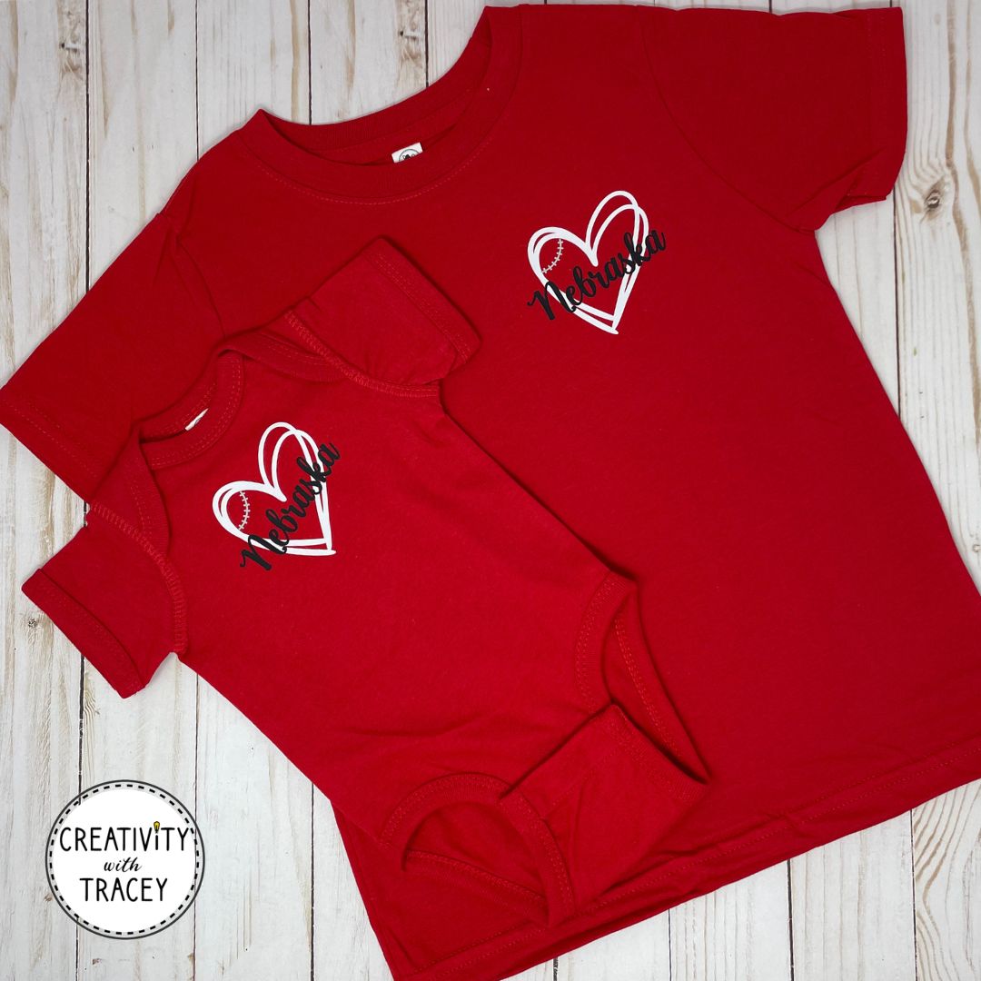 Nebraska Baseball Love Onesie